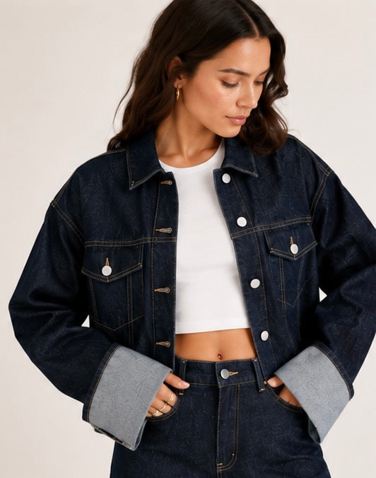 Denim Matching Set Wide-Leg Women