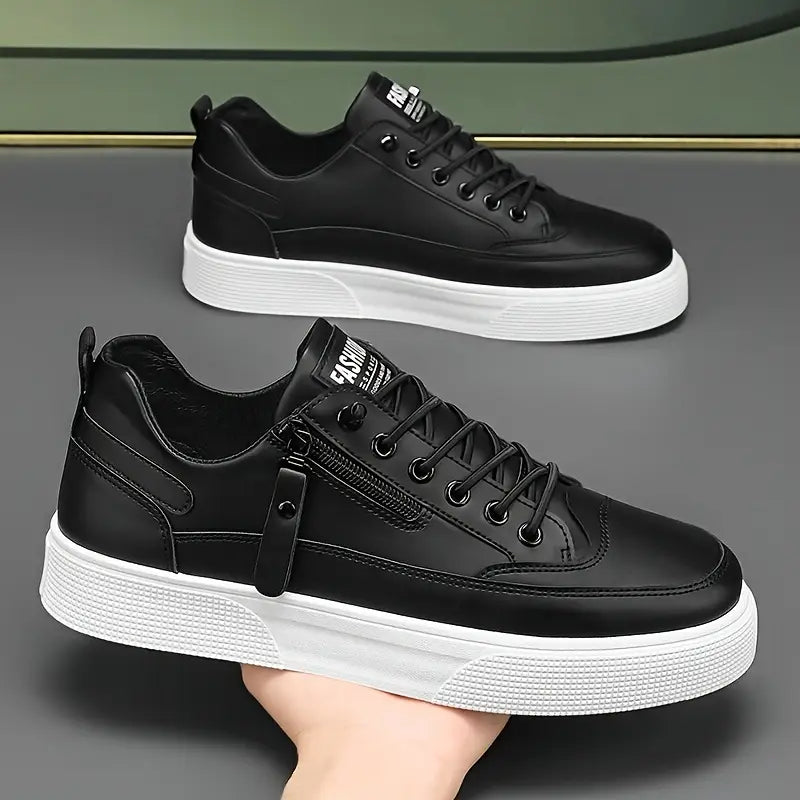 Chaussure basse homme à panneaux cousus, zip latéral et col rembourré, semelle caoutchouc