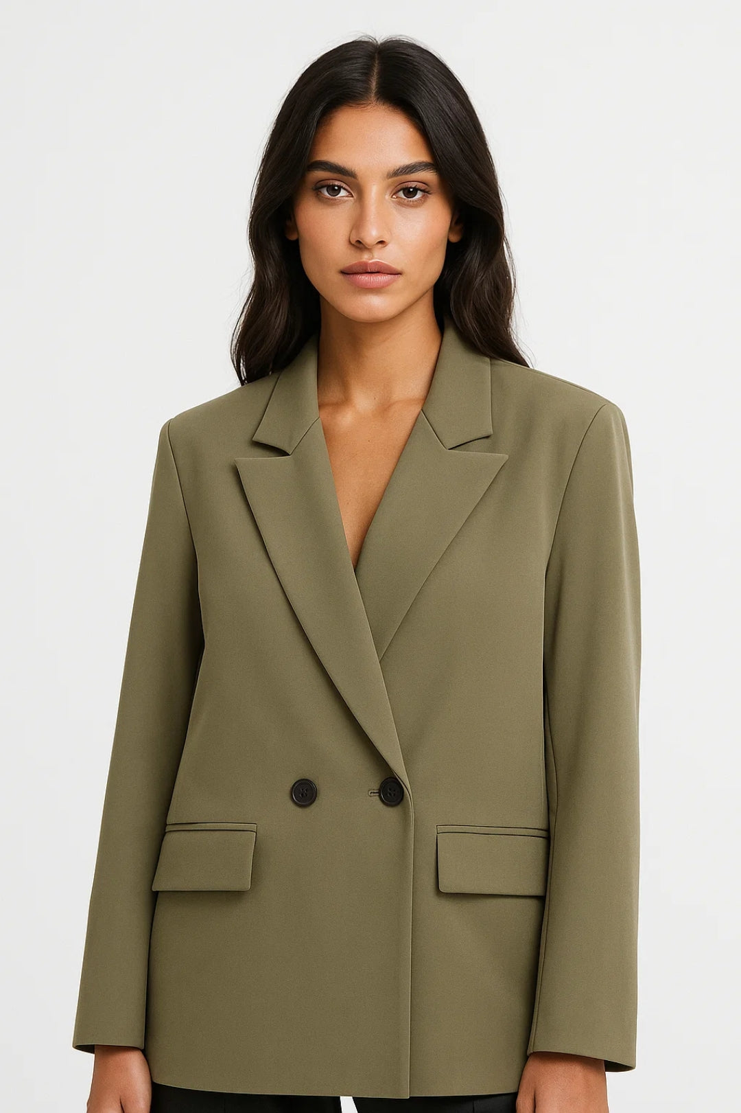 Blazer croisé en tissu structuré, revers droits, coupe ajustée pour femme