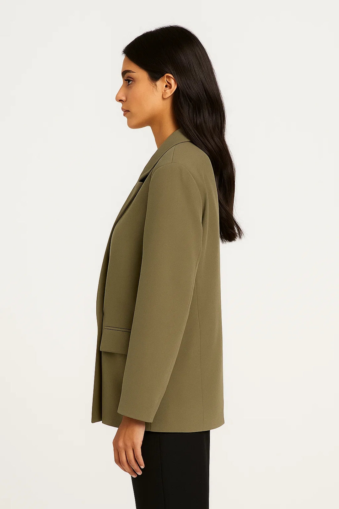 Blazer à manches longues, devant croisé, coupe tailleur structurée pour femme