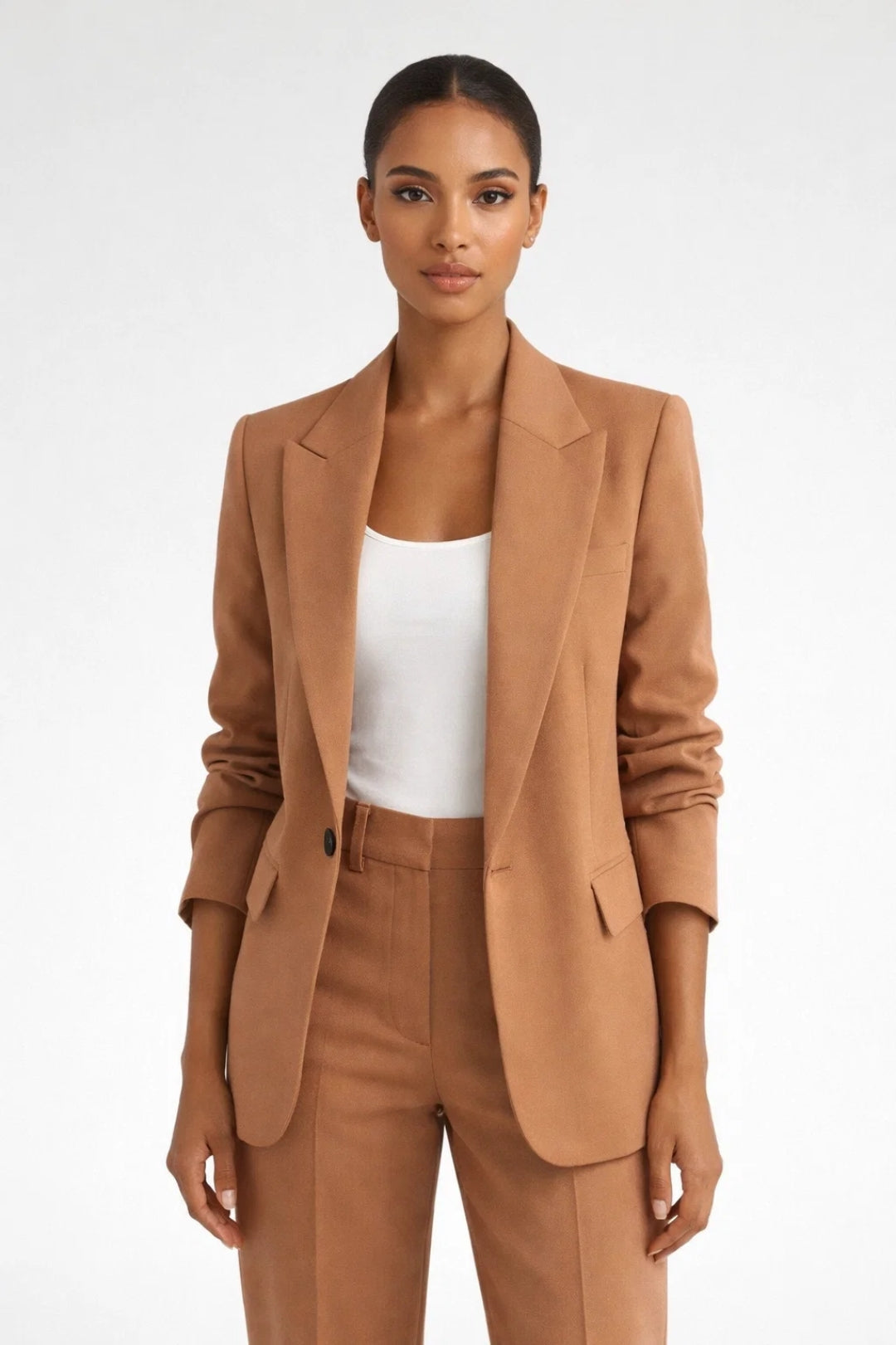 Blazer structuré à boutonnage simple, coupe ajustée, pour femme