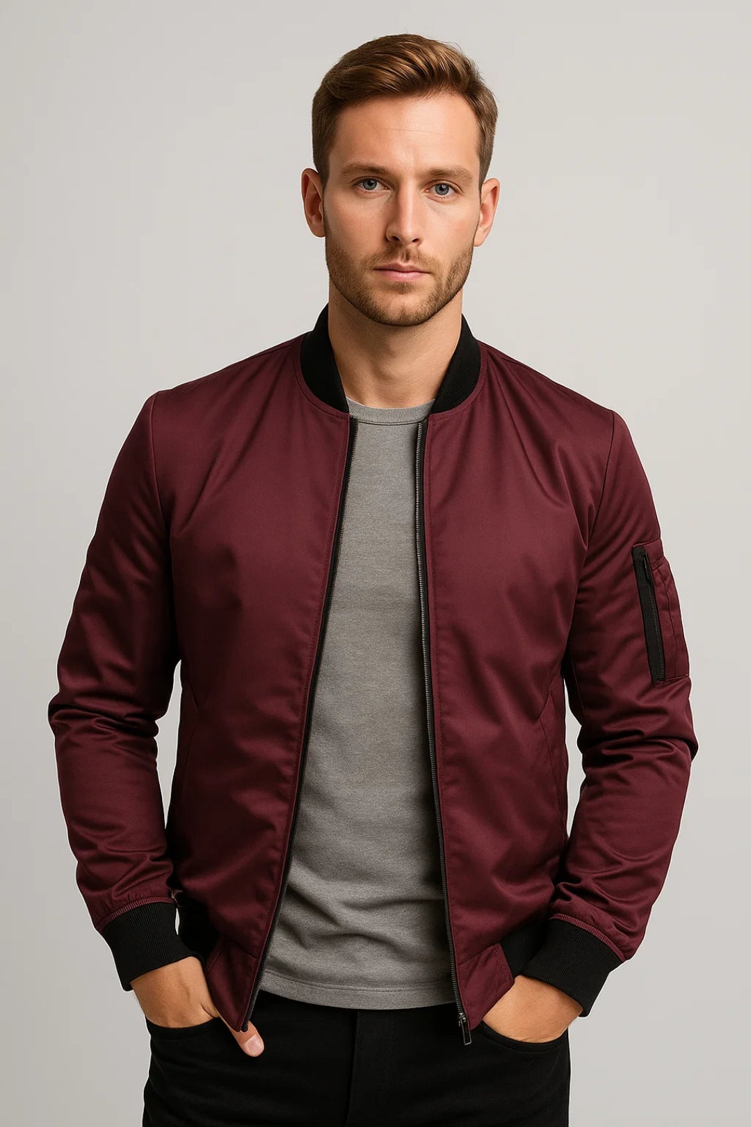 Veste aviateur homme à zip, poches latérales et poignets élastiqués