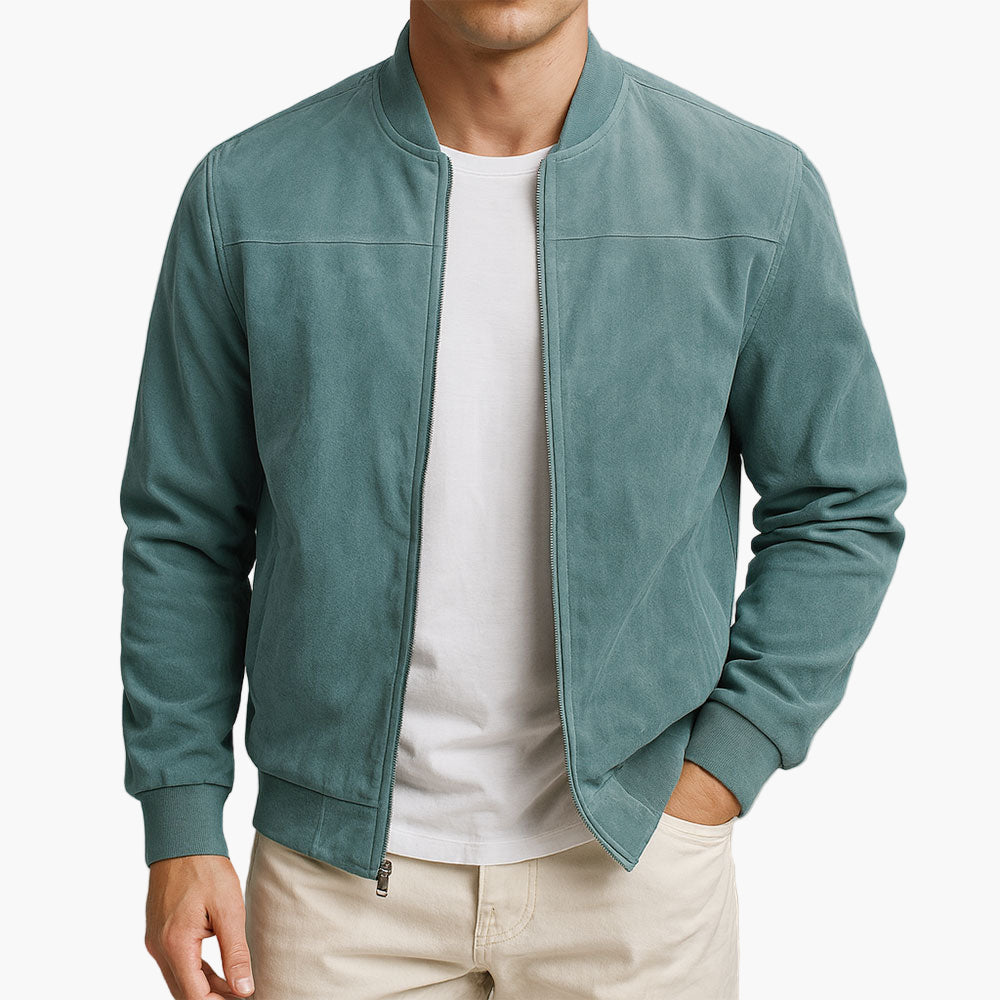 Blouson suédé homme à manches longues, style bomber, usage quotidien