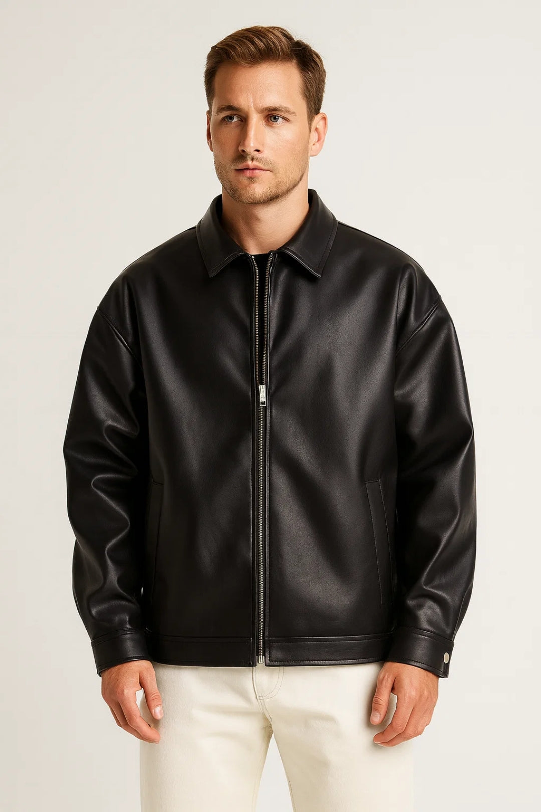 Veste oversize à col classique et fermeture éclair, coupe ample, pour homme