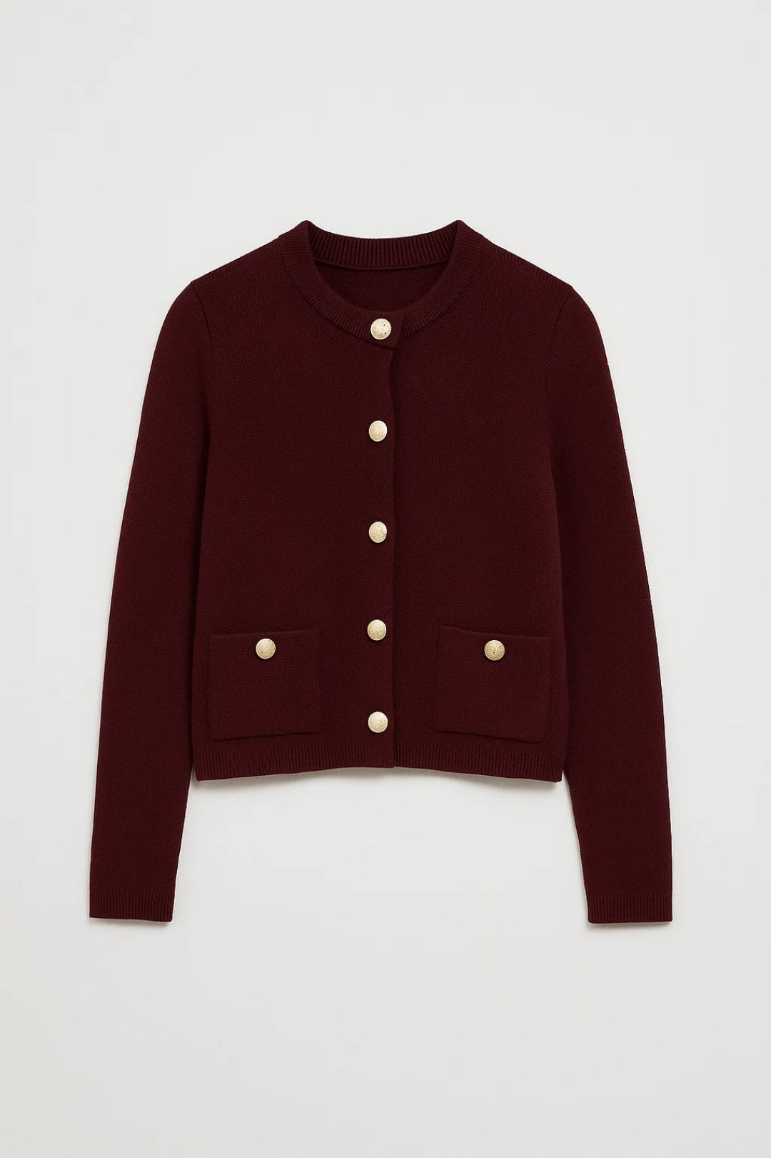 Gilet en maille ajusté avec fermeture boutonnée et poches, coupe courte femme