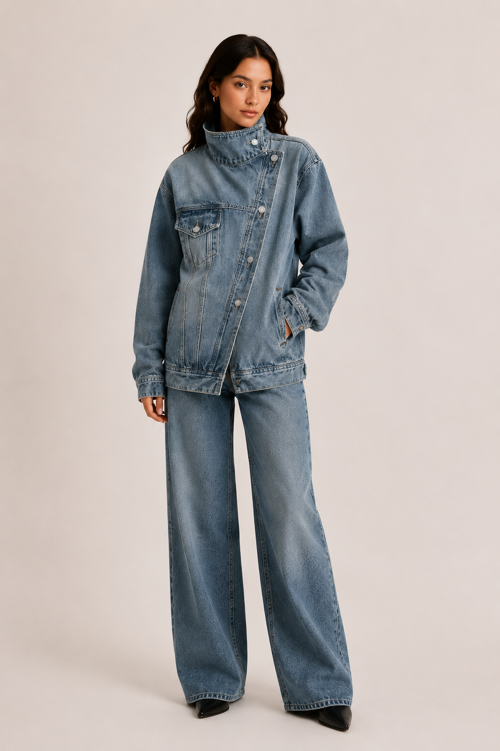 Asymmetrical Denim Jacket Oversized Women