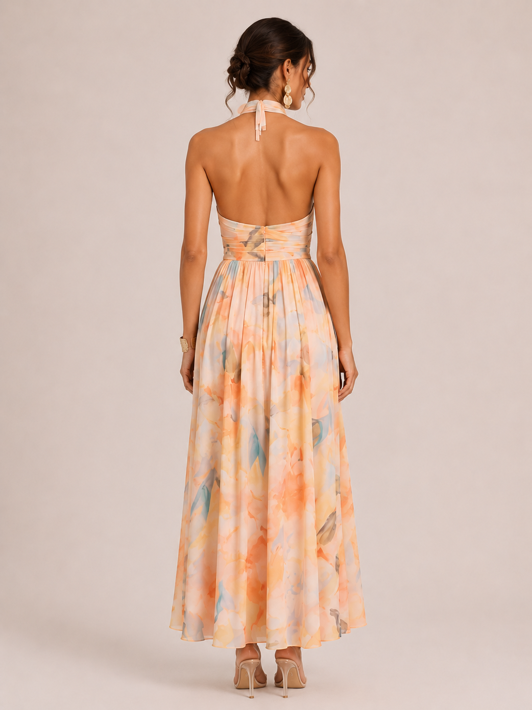 Halterneck Midi Dress Patterned Women