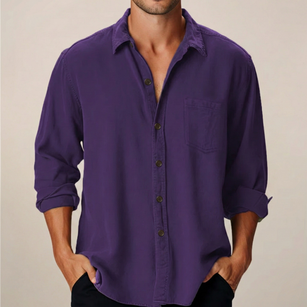 Chemise à manches longues avec poche poitrine, fermeture boutonnée, coupe régulière homme