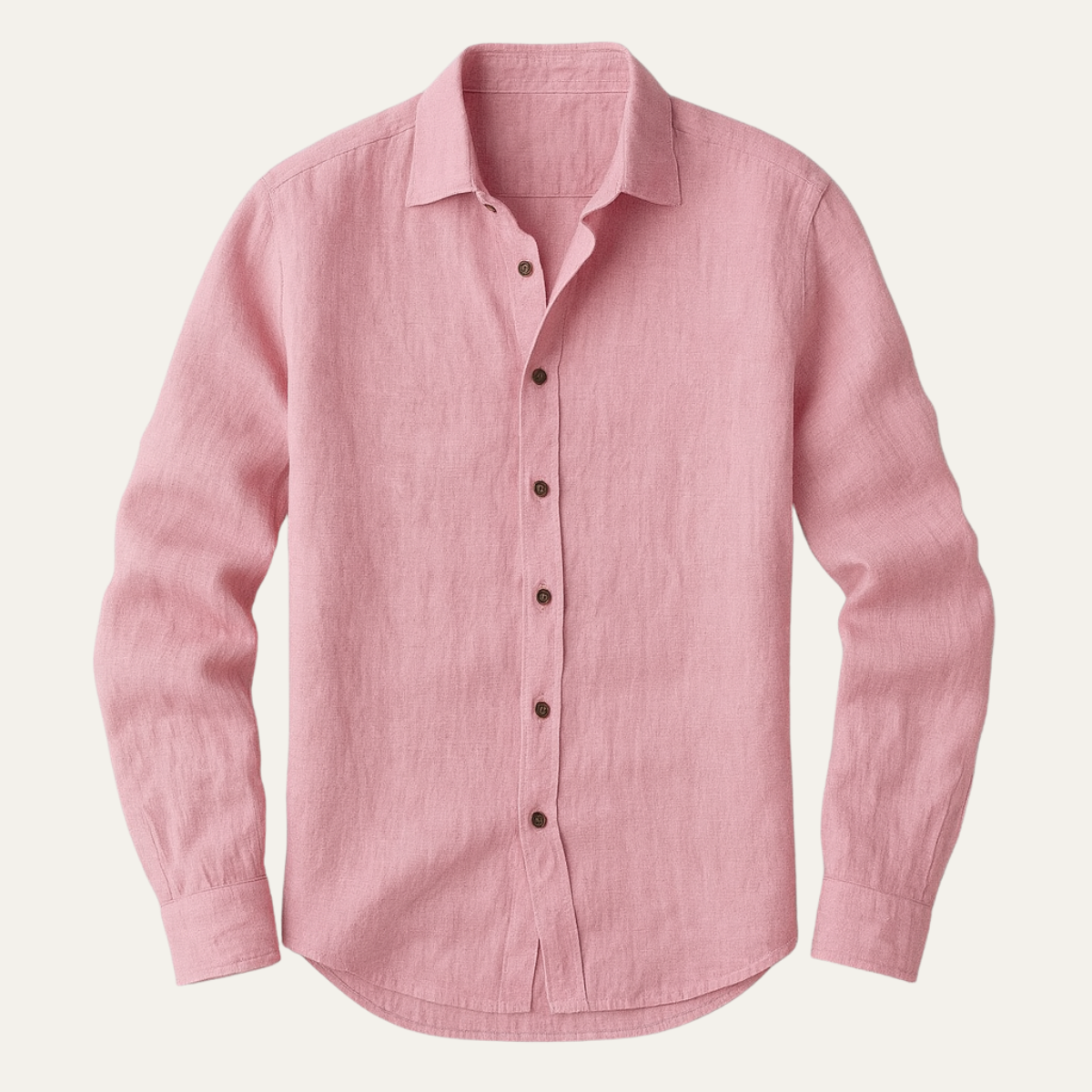 Chemise en lin à manches longues, détail col et boutonnage, homme