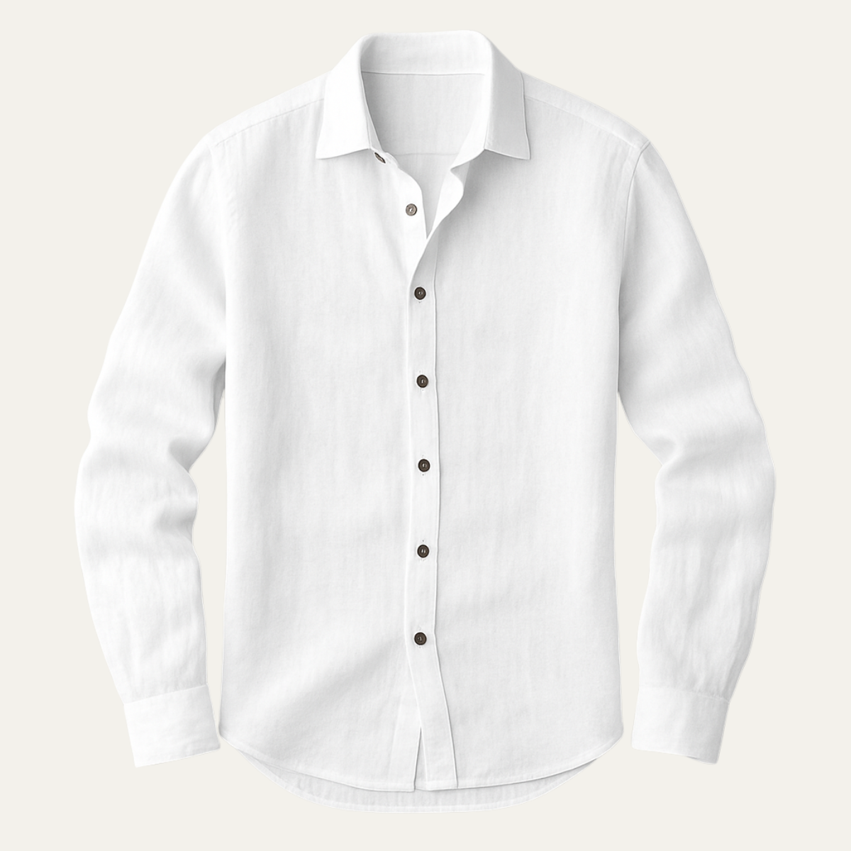 Chemise en lin à manches longues, ourlet droit, coupe régulière homme