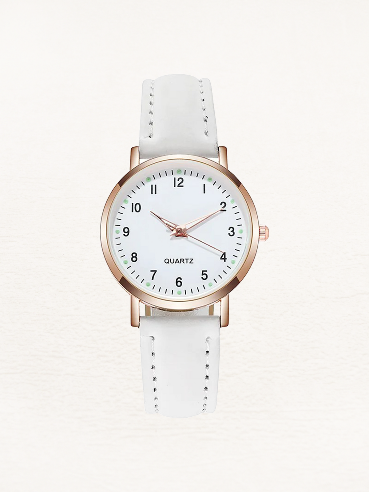 Analog quartzklocka med läderarmband för dam Klockor