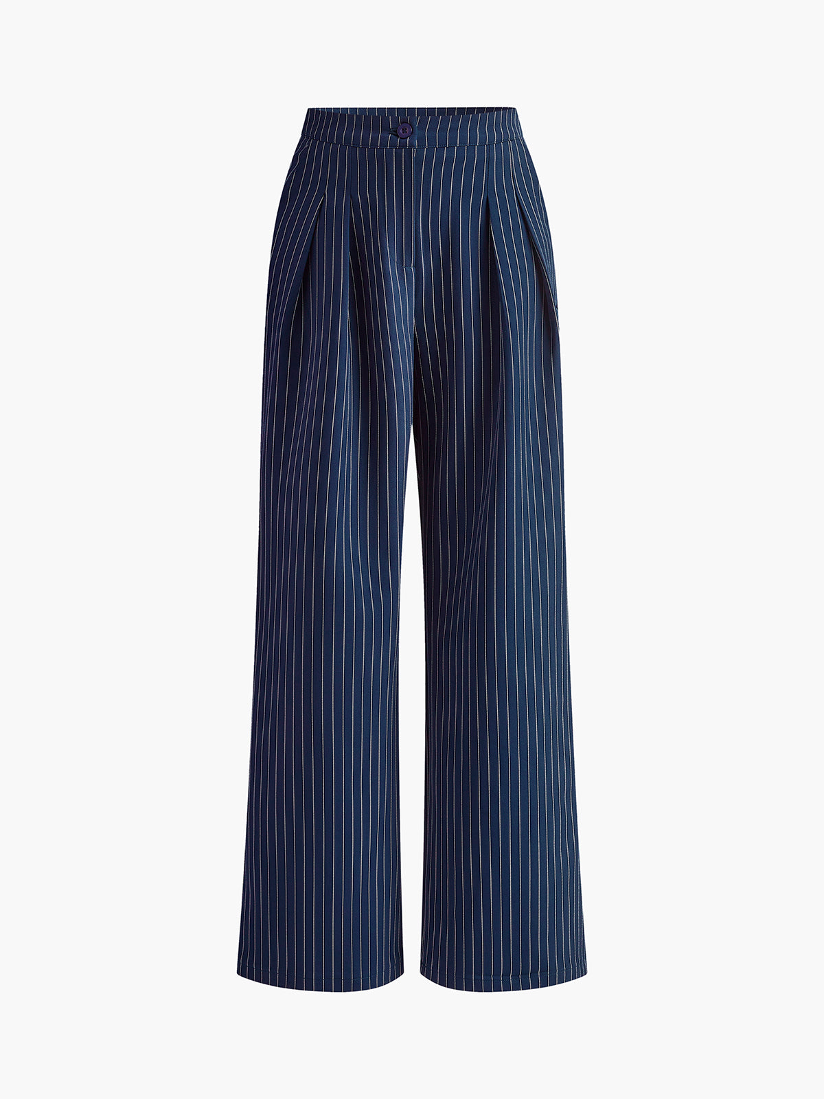 Full-length wide-leg trousers for women with vertical stripe woven fabric