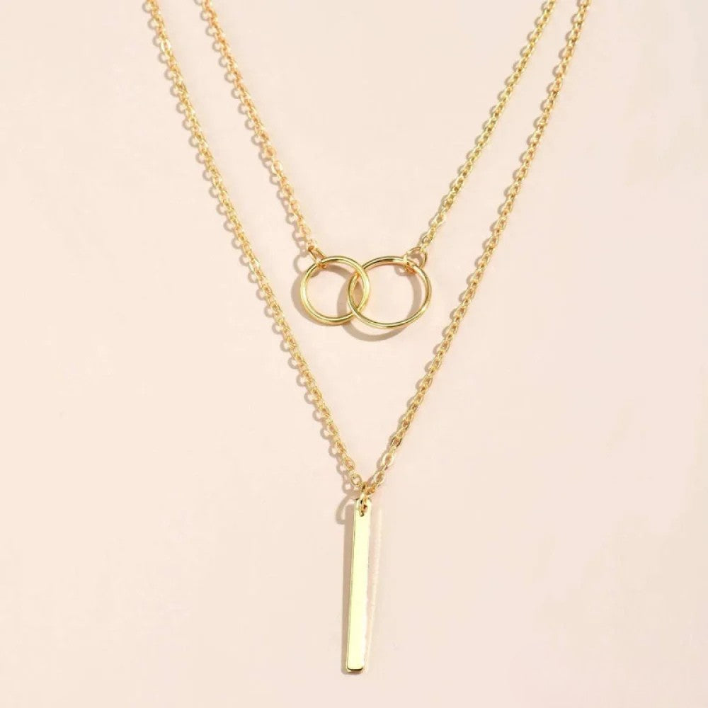 Layered chain necklace for women with lobster clasp closure, side detail