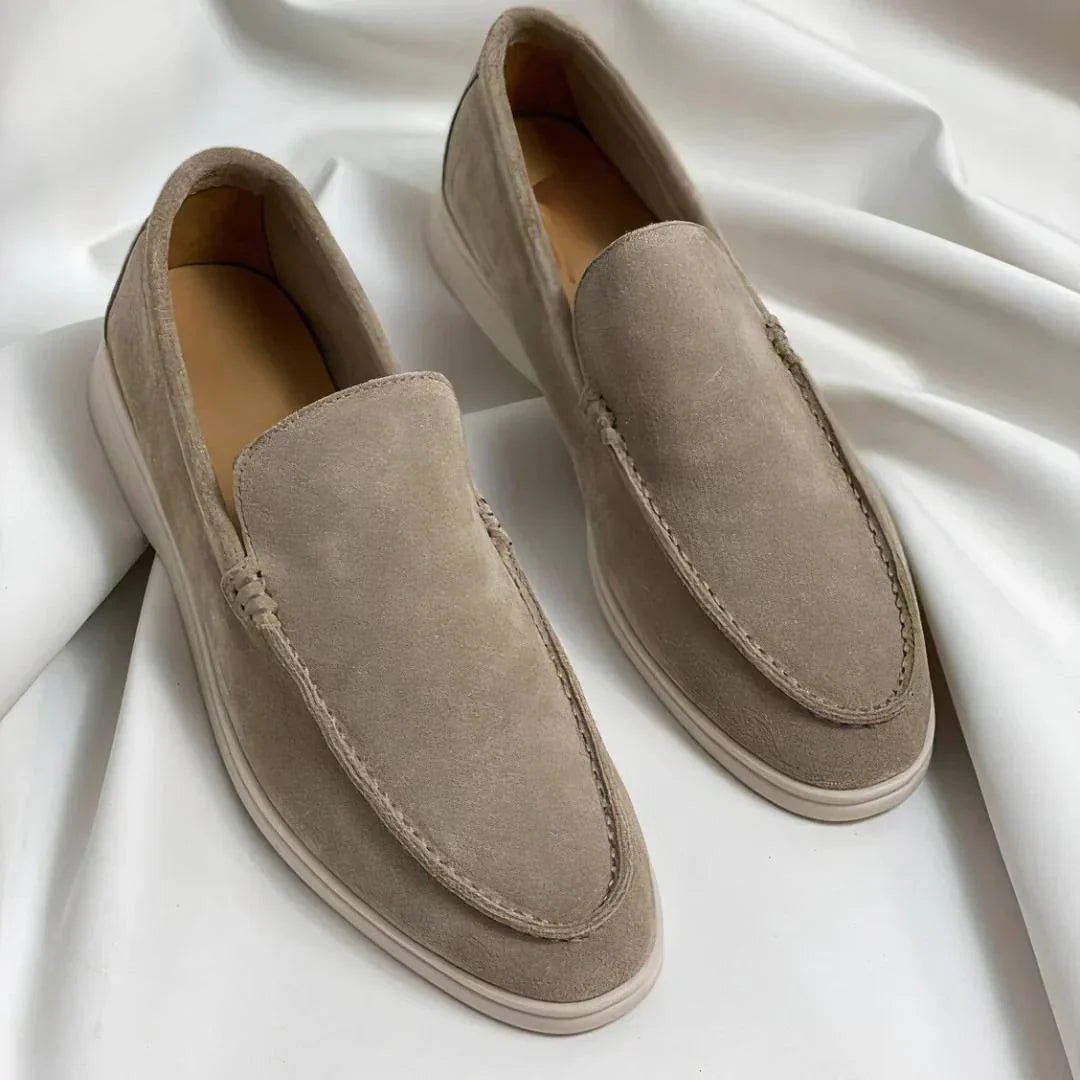 Men's slip-on loafers with suede-look finish and soft inner lining