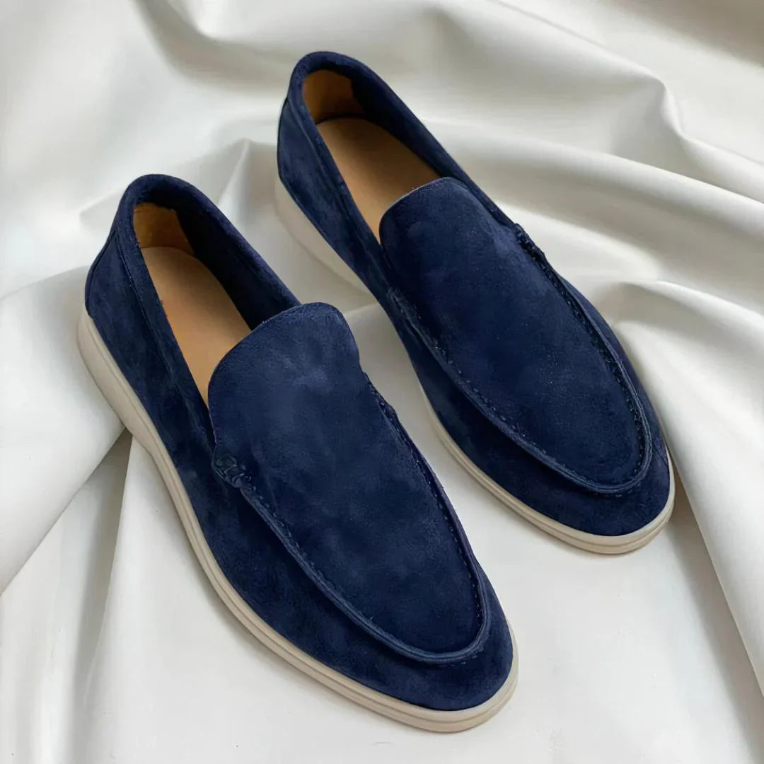 Men's loafers in suede-look synthetic with slip-on design and rubber outsole