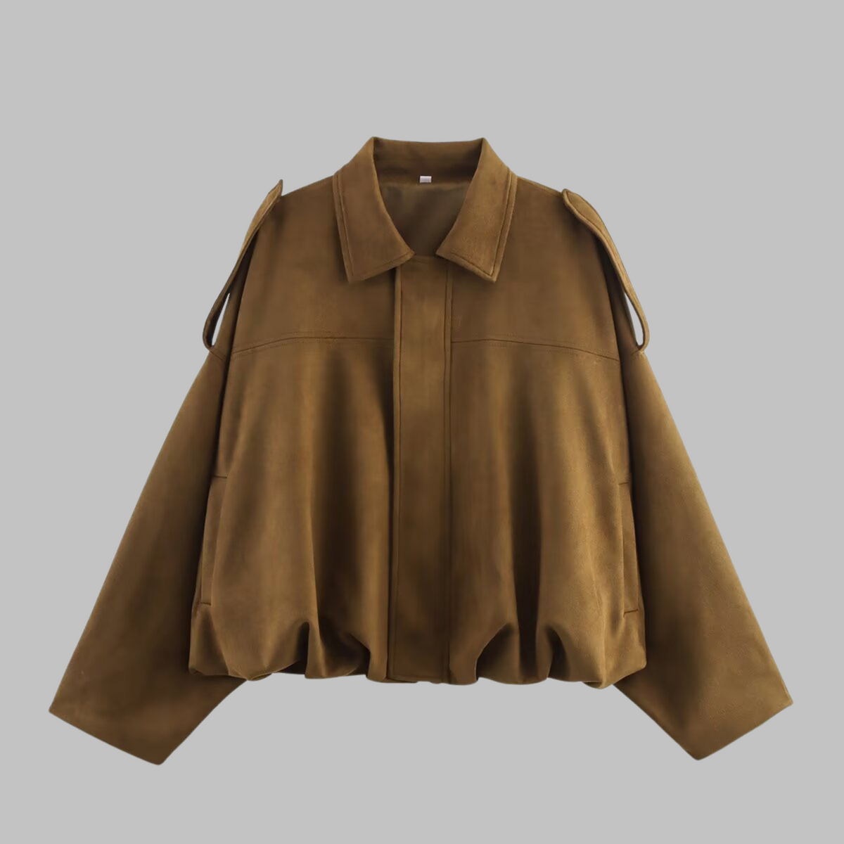 Relaxed-fit cropped jacket for women with a smooth structured surface