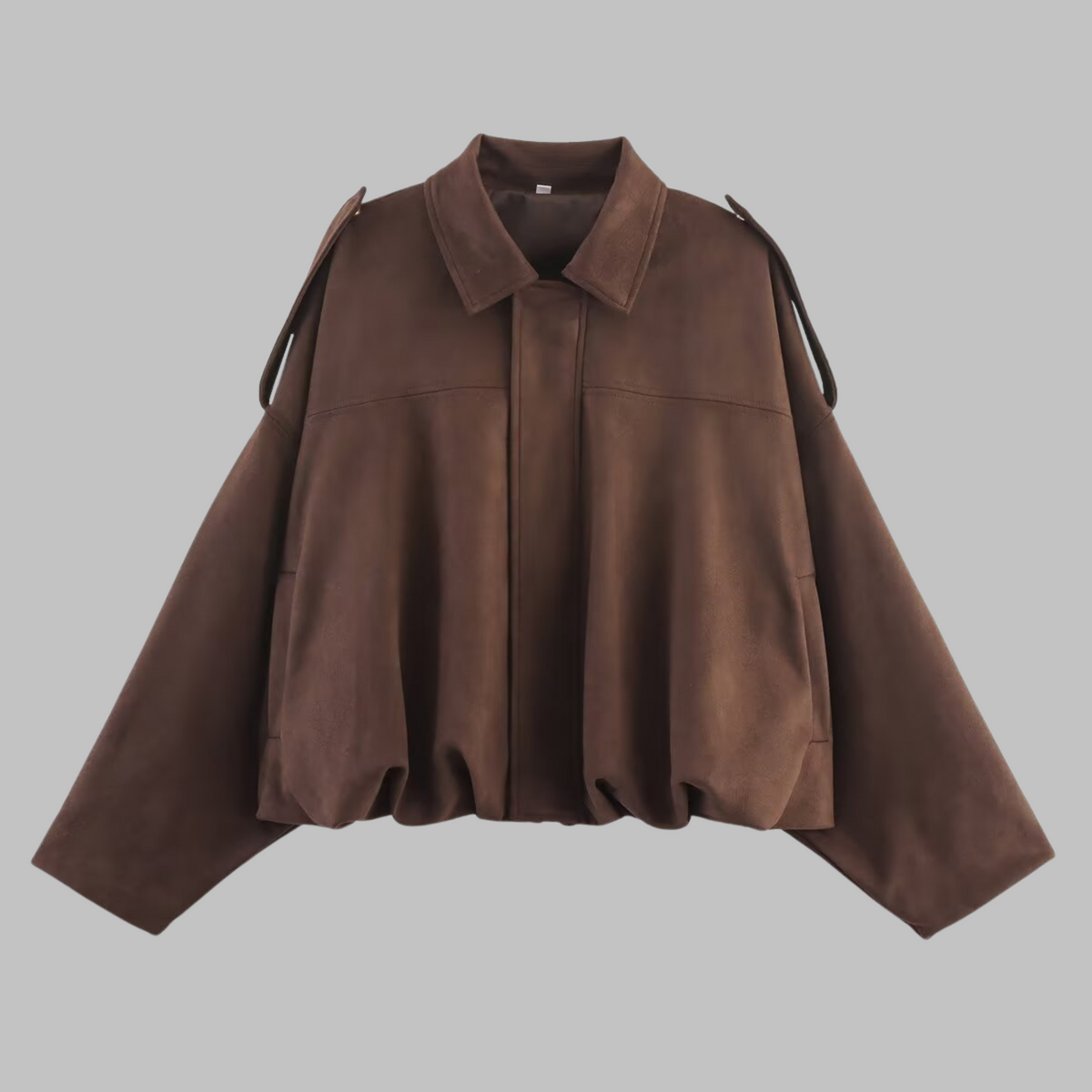 Women's loose-fit cropped jacket with a structured fabric and shirt collar