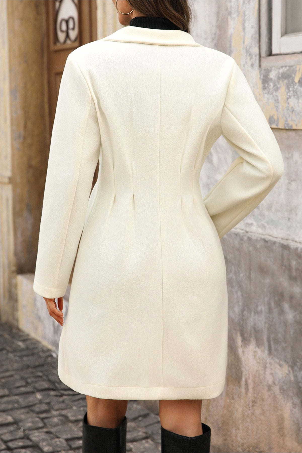 Manteau en laine coupe ajustée pour femme