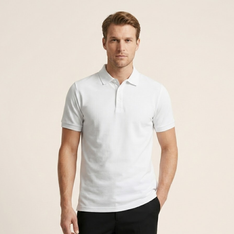 Polo en maille à col classique, manches courtes, coupe régulière pour homme