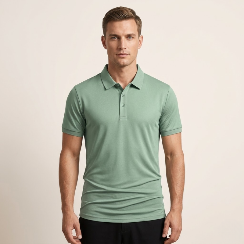 Polo homme en maille unie, col polo, coupe régulière, manches courtes
