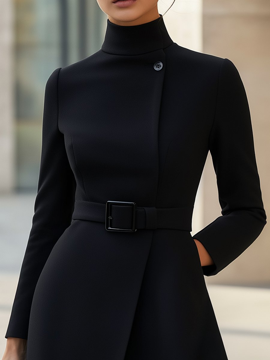 Robe structurée avec manches longues et taille marquée