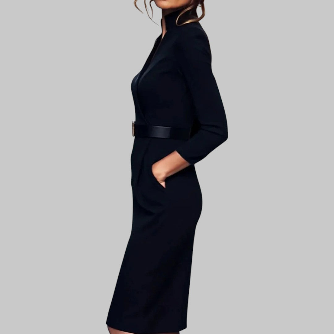 Robe ajustée avec col en V et manches longues