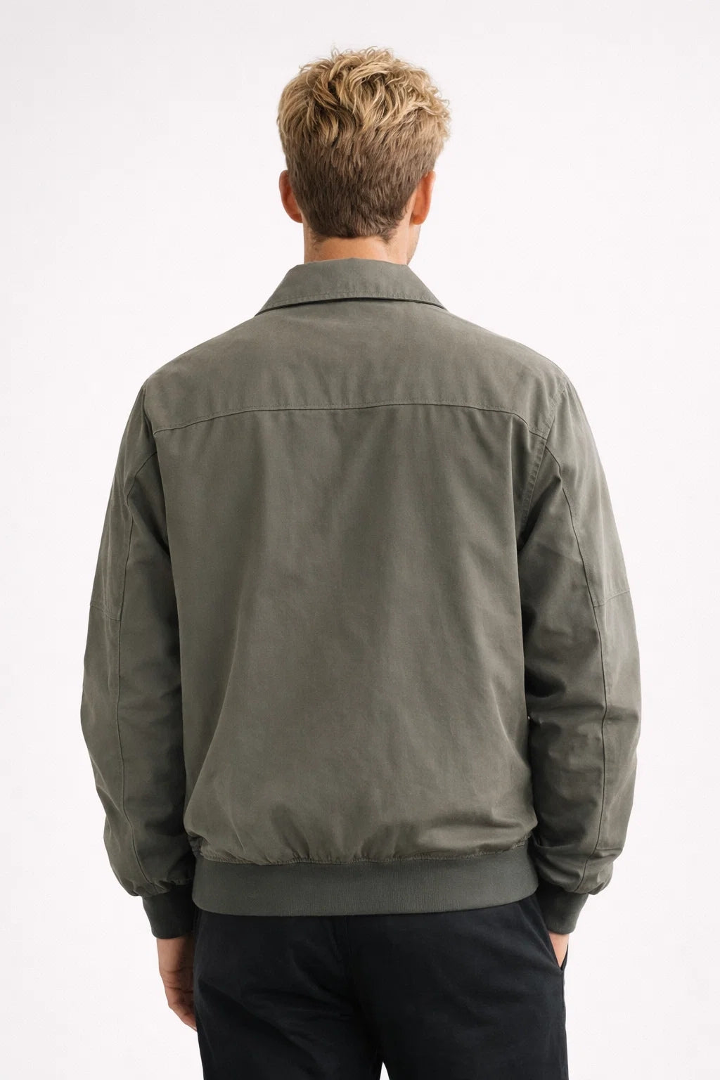 Veste homme à fermeture éclair, col droit, coupe ample, usage casual