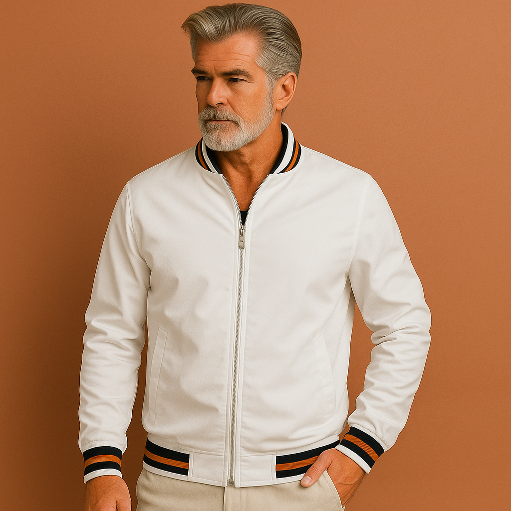 Veste bomber structurée à manches longues, col montant et fermeture zippée pour homme