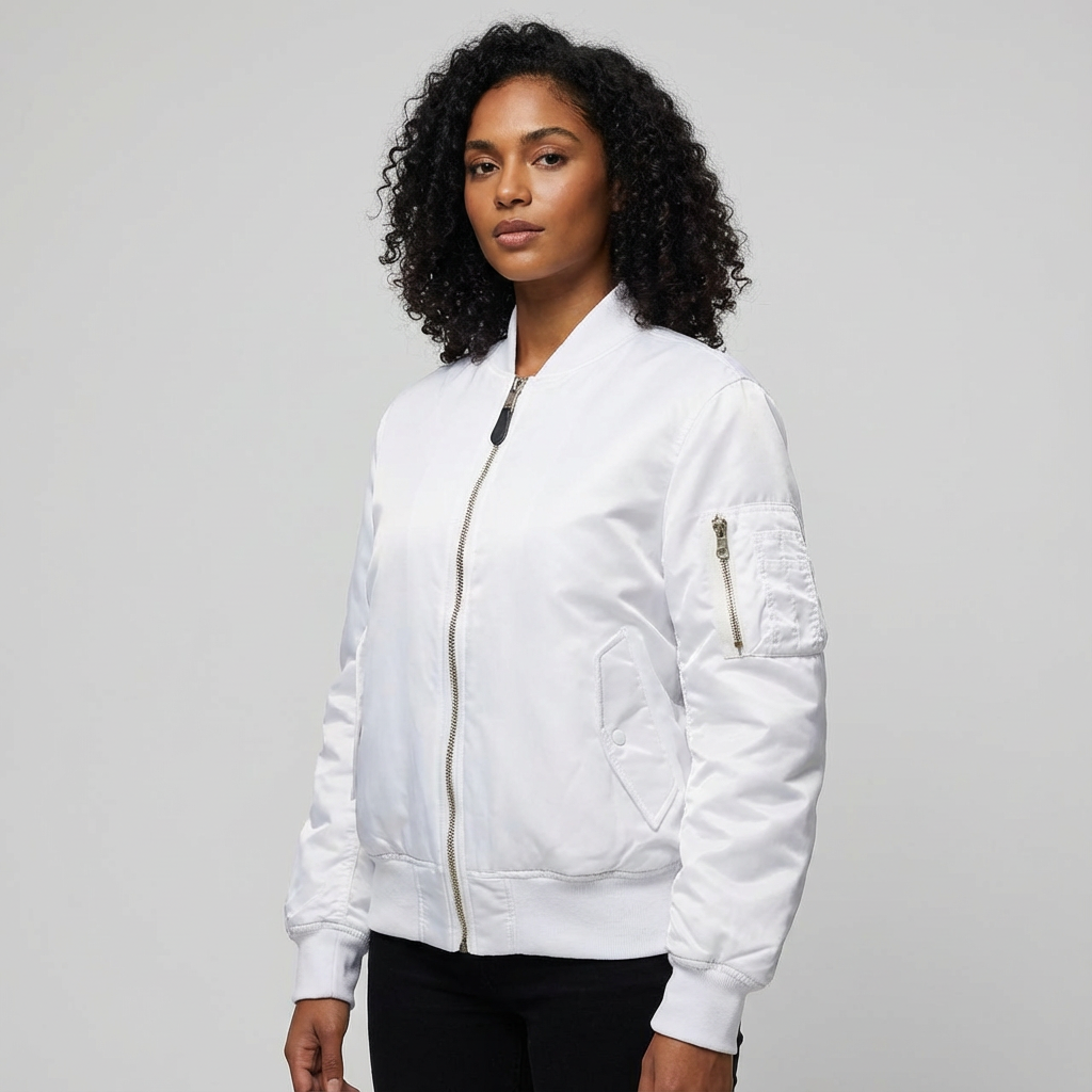 Blouson aviateur femme à manches longues avec bande élastique en bas de veste