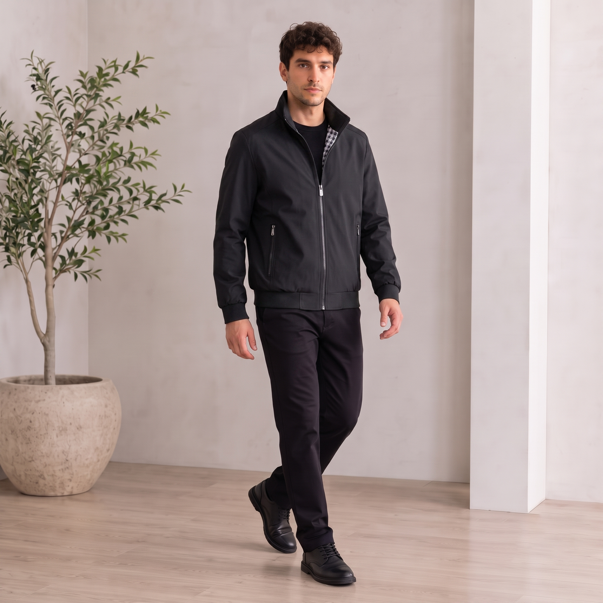Woven Jacket Zip Front Men