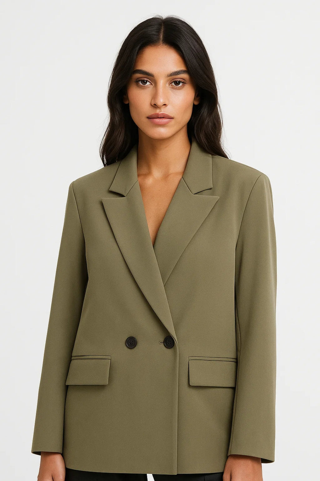 Blazer croisé en tissu structuré, revers droits, coupe ajustée pour femme