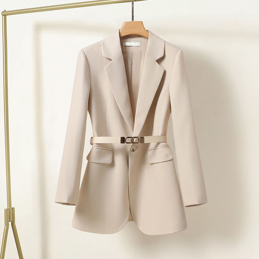 Blazer à revers cranté avec ceinture fine, silhouette cintrée pour femme