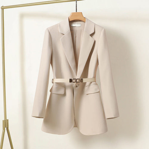Blazer à revers cranté avec ceinture fine, silhouette cintrée pour femme