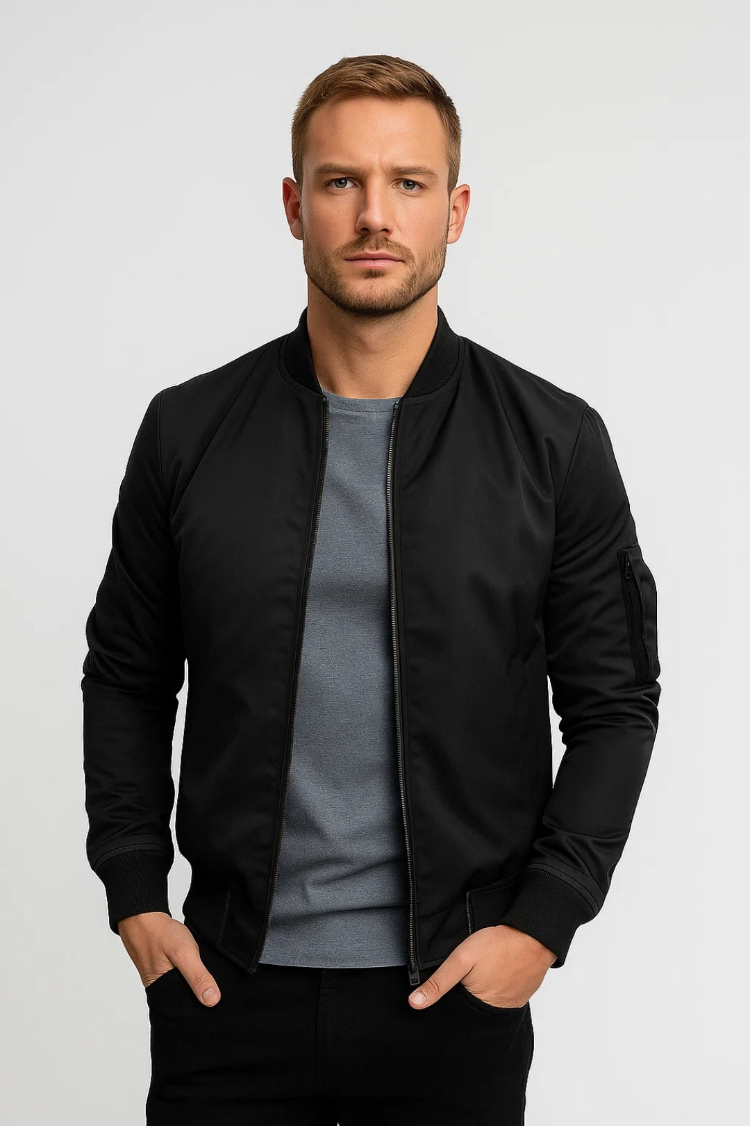 Blouson aviateur zippé pour homme, coupe décontractée toutes saisons
