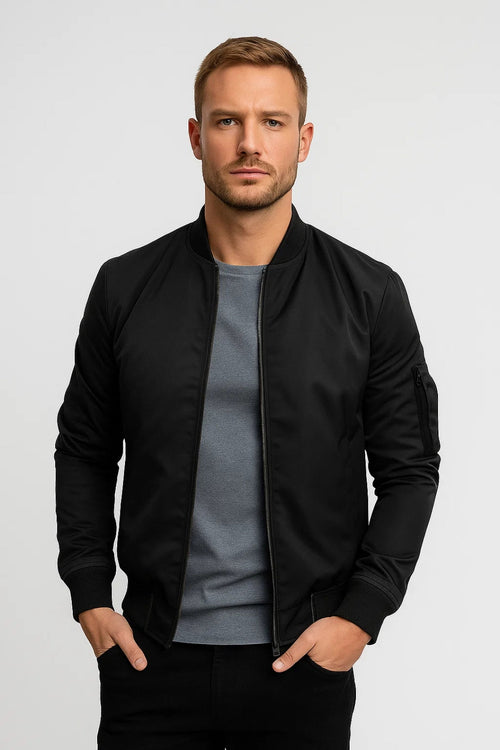 Blouson aviateur zippé pour homme, coupe décontractée toutes saisons