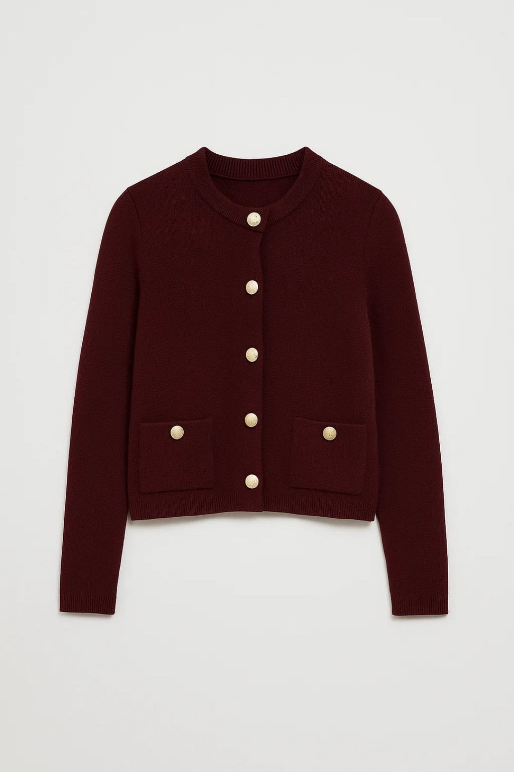 Gilet en maille ajusté avec fermeture boutonnée et poches, coupe courte femme