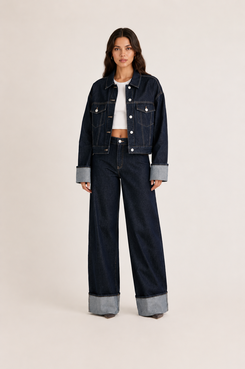 Denim Matching Set Wide-Leg Women