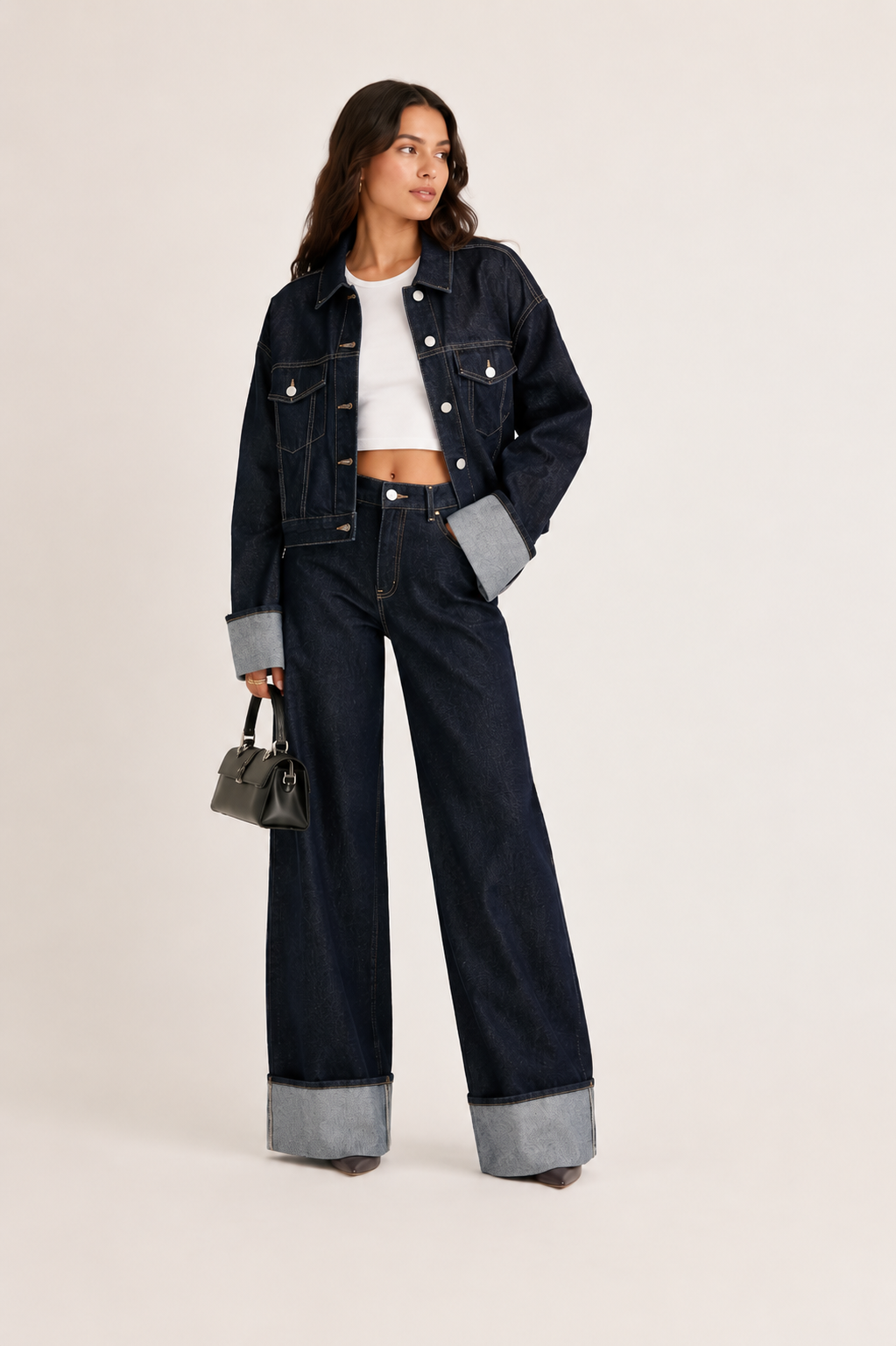Denim Matching Set Wide-Leg Women
