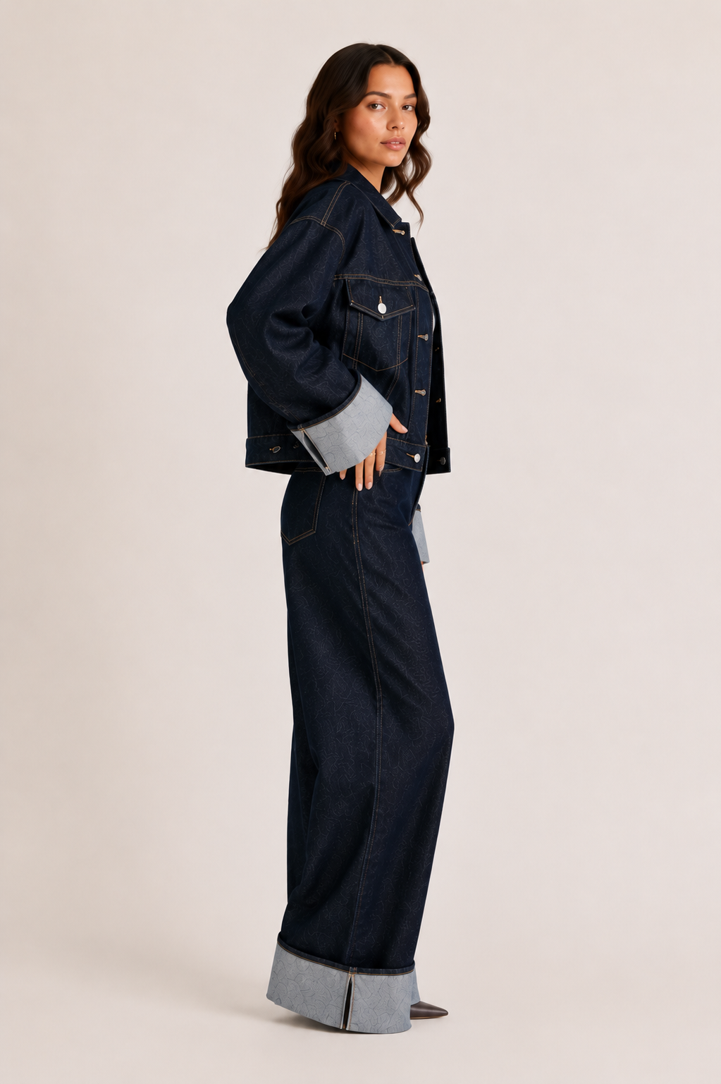 Denim Matching Set Wide-Leg Women