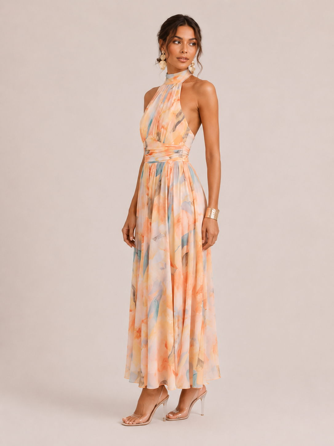 Halterneck Midi Dress Patterned Women