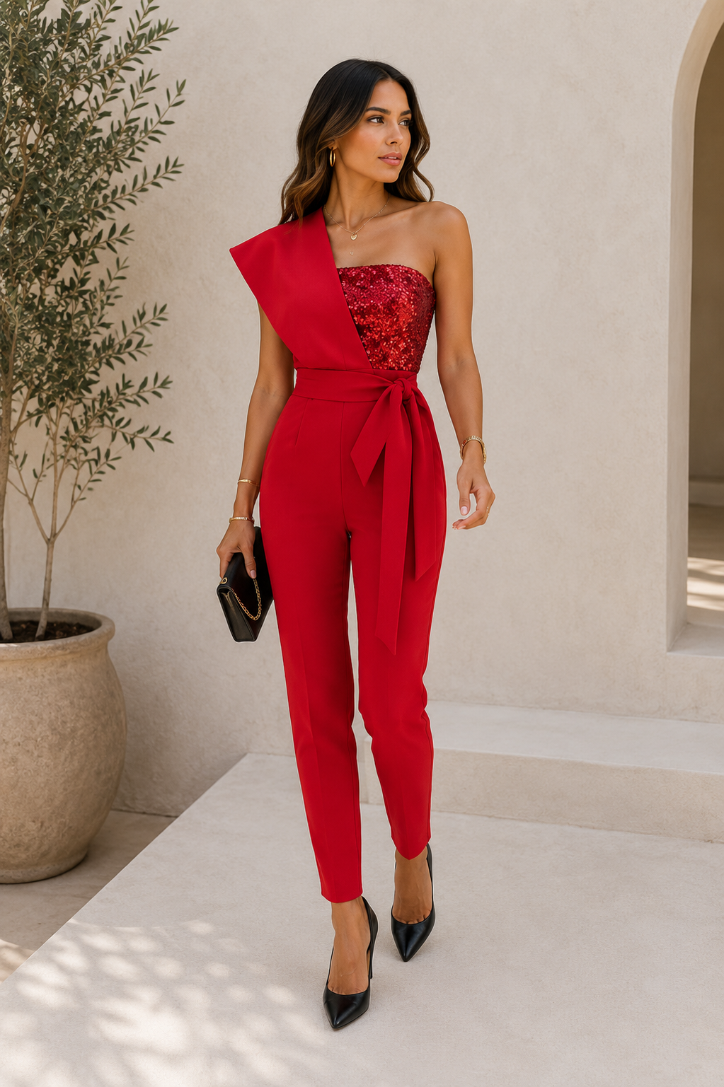 Women's form-fitting sequin jumpsuit  Byxdressar