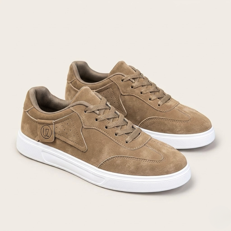 Basket basse en suédé à lacets, bout arrondi, semelle plate, pour homme
