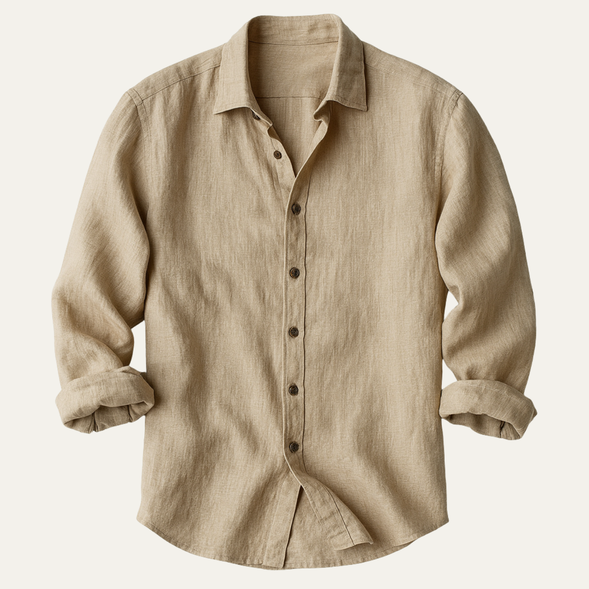 Chemise en lin à manches longues avec patte de boutonnage, coupe régulière