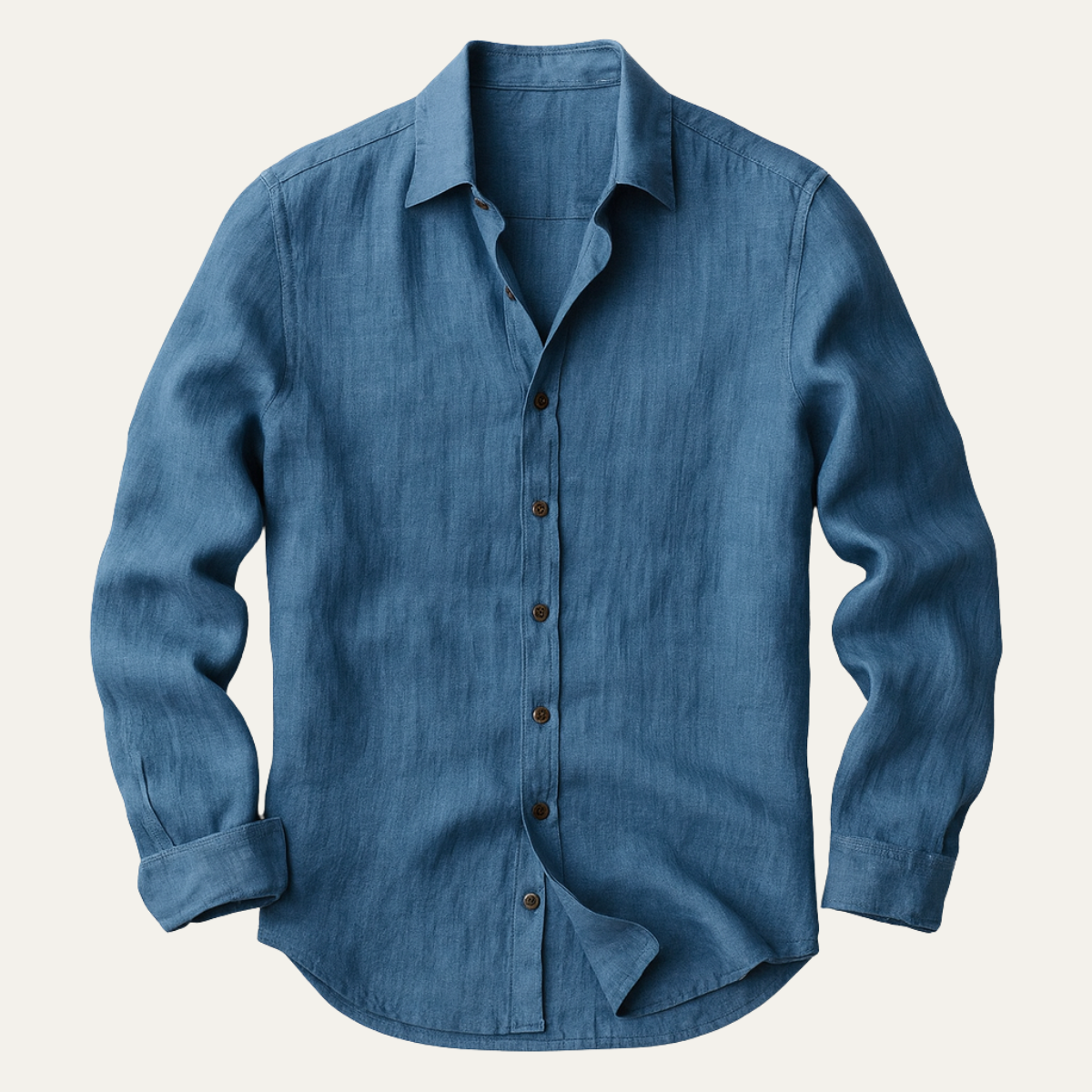 Chemise en lin à manches longues, poignets boutonnés, coupe décontractée