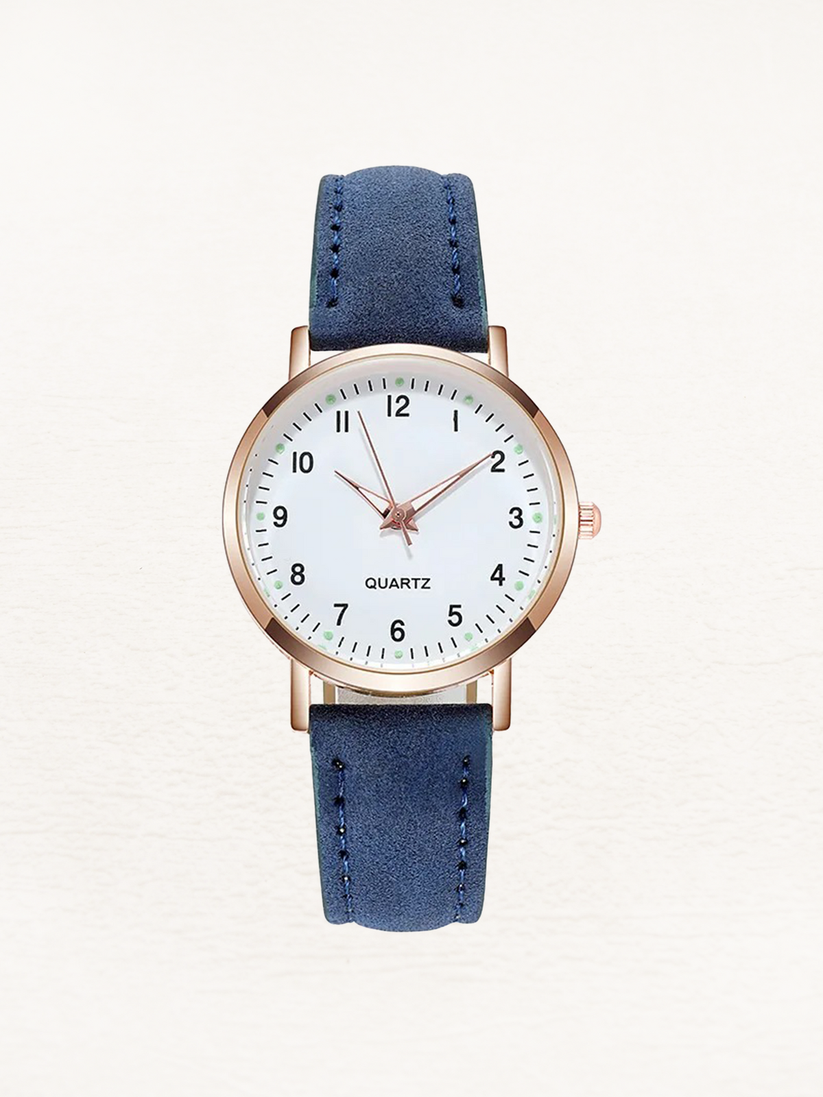 Analog quartzklocka med läderarmband för dam  Klockor