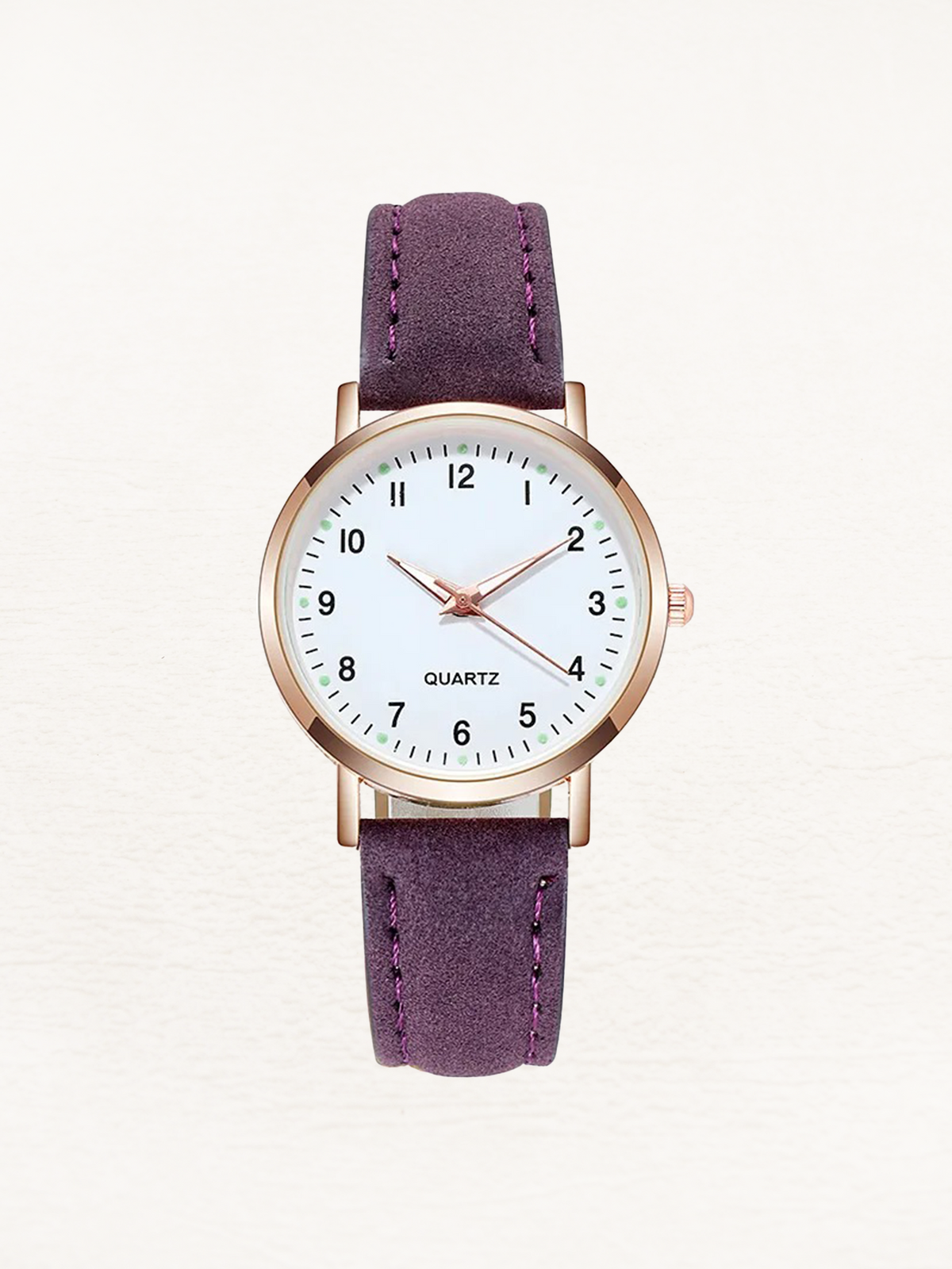 Analog quartzklocka med läderarmband för dam  Klockor