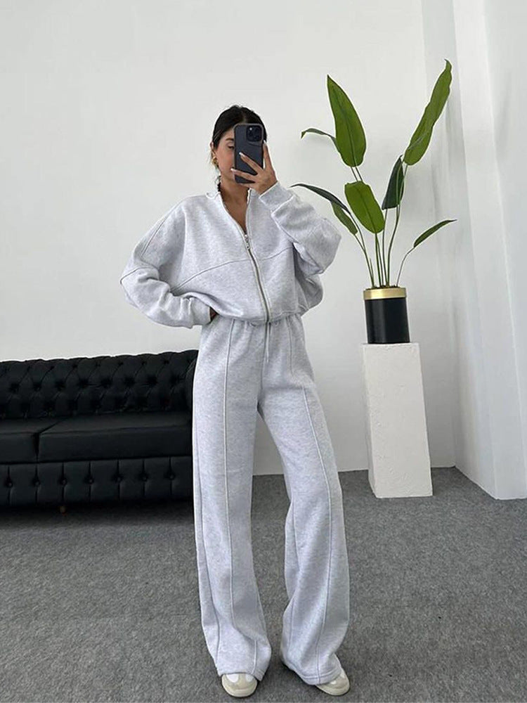 Veste oversize à fermeture zippée frontale et épaules tombantes, style lounge femme