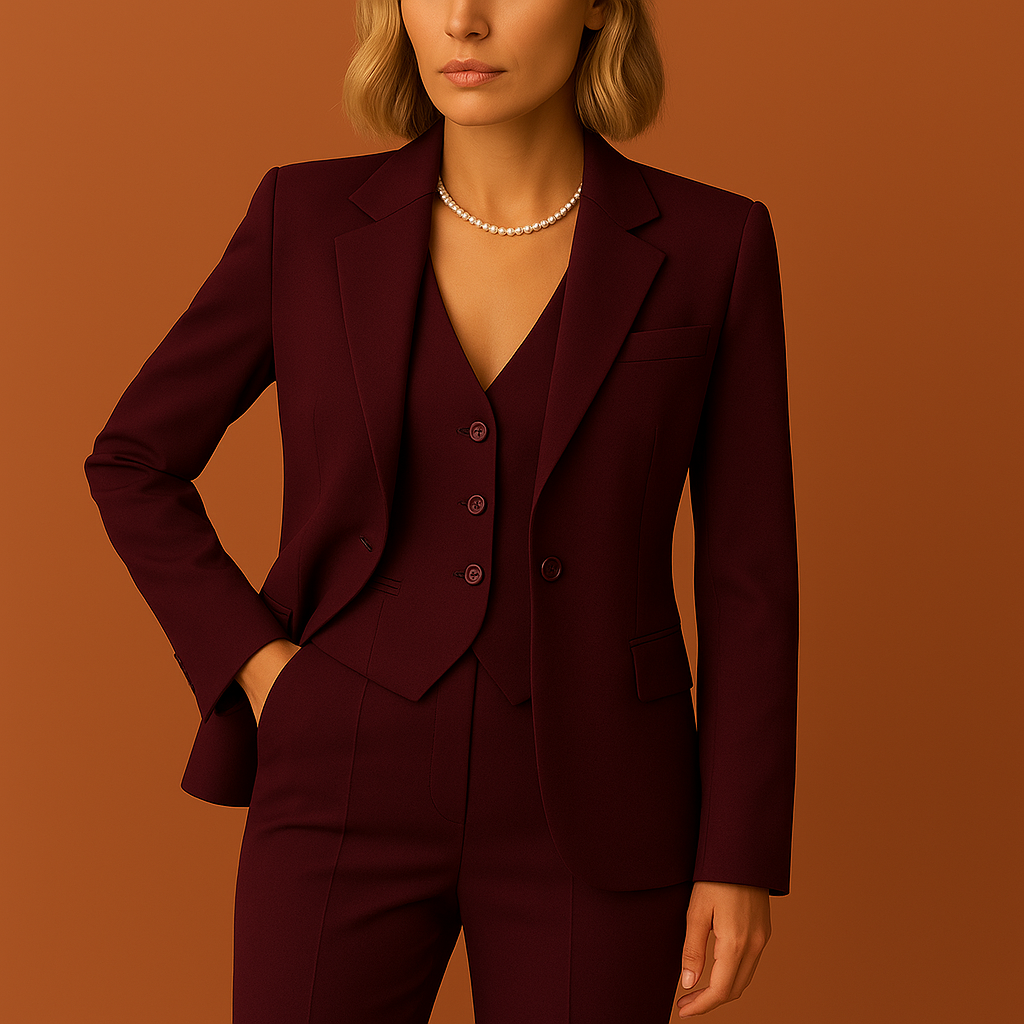 Veste tailleur structurée à col cranté et coupe ajustée pour femme