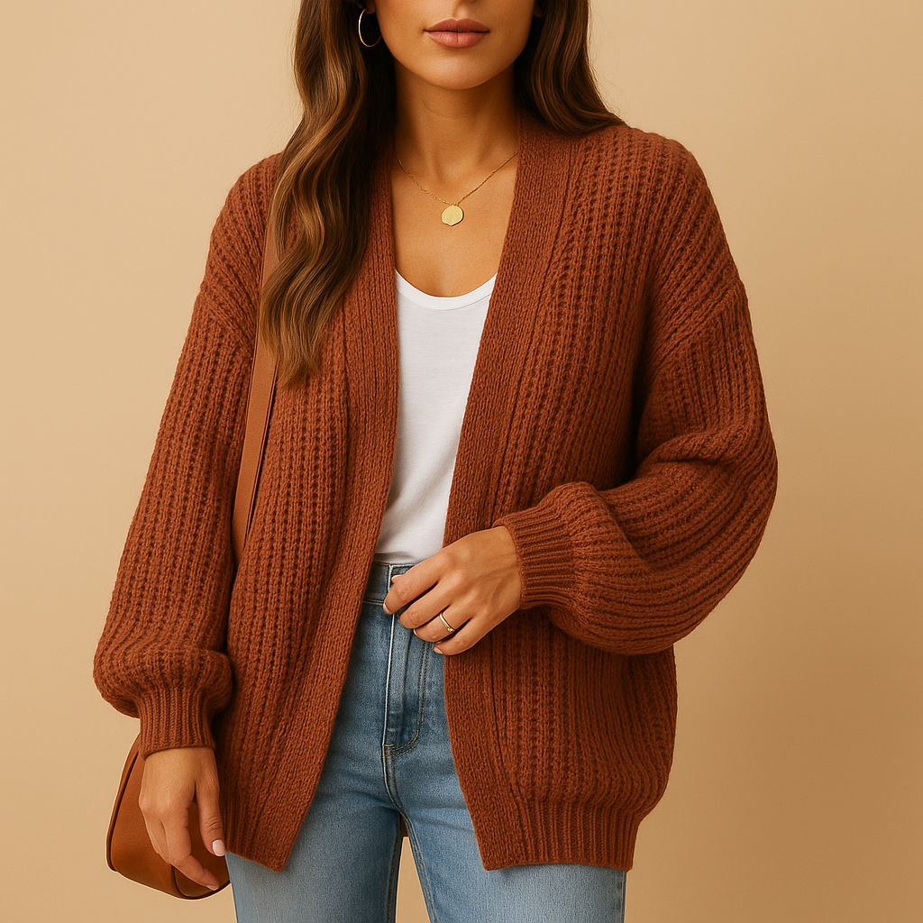 Gilet long en maille avec manches larges