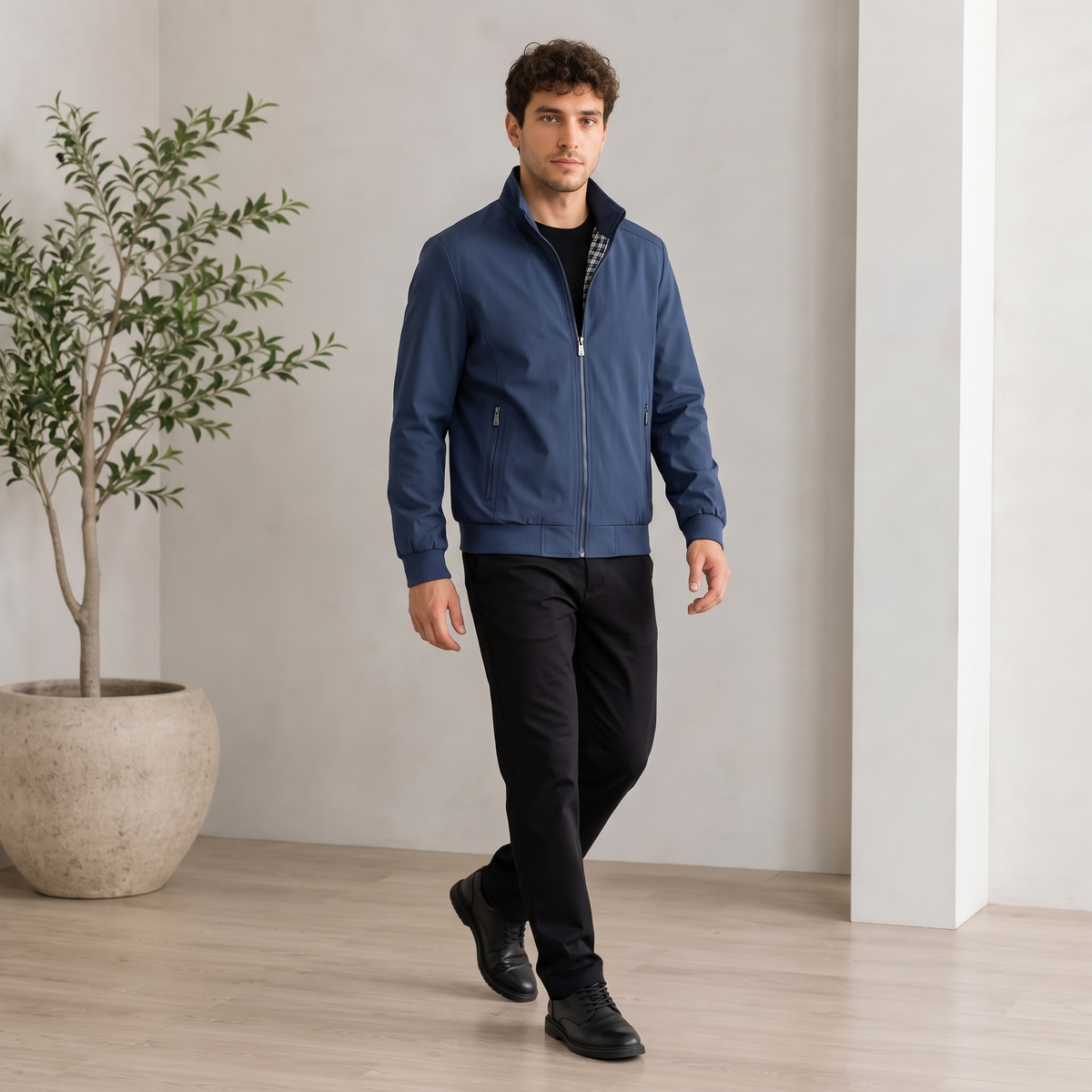Woven Jacket Zip Front Men
